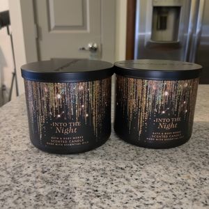 2 Bath & Body Works INTO THE NIGHT 3 Wick Candles